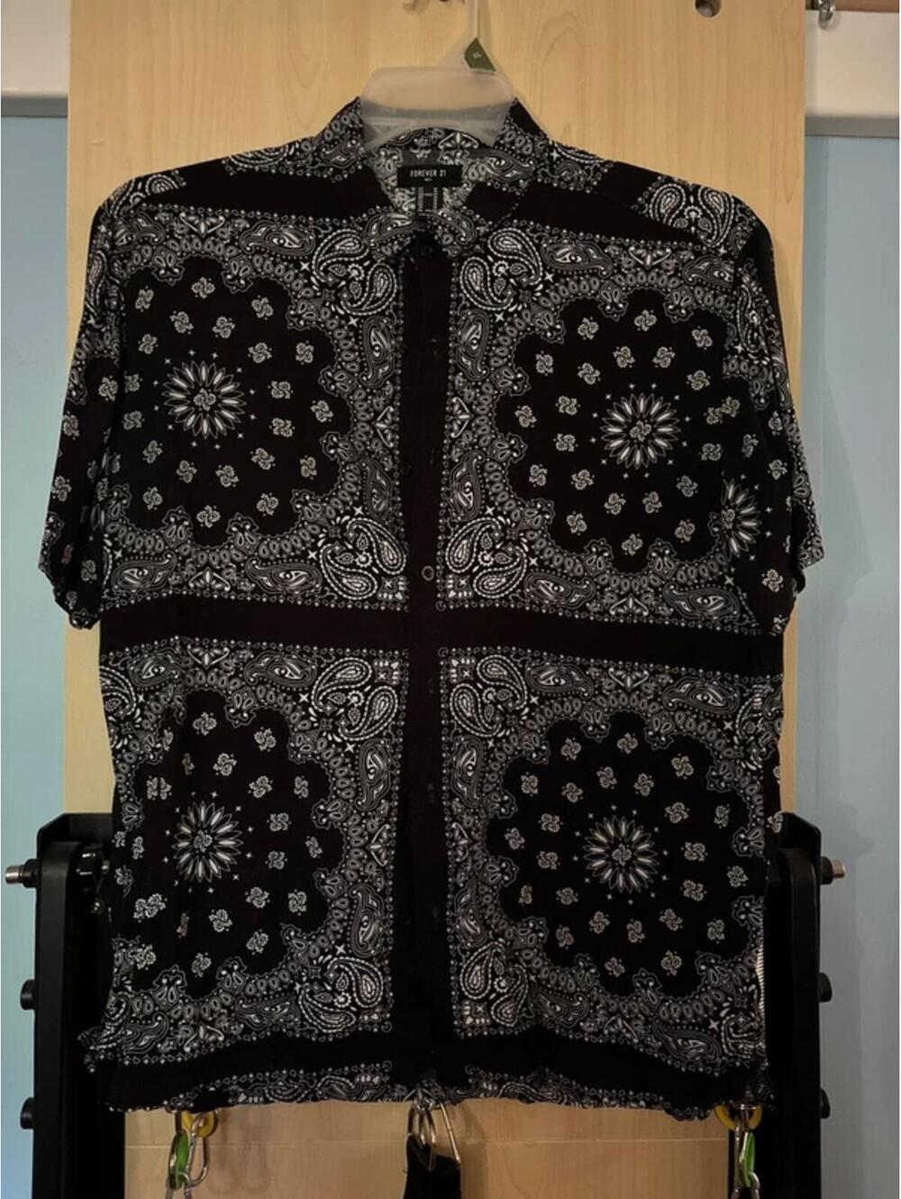 Men’s Black Bandanna Shirt